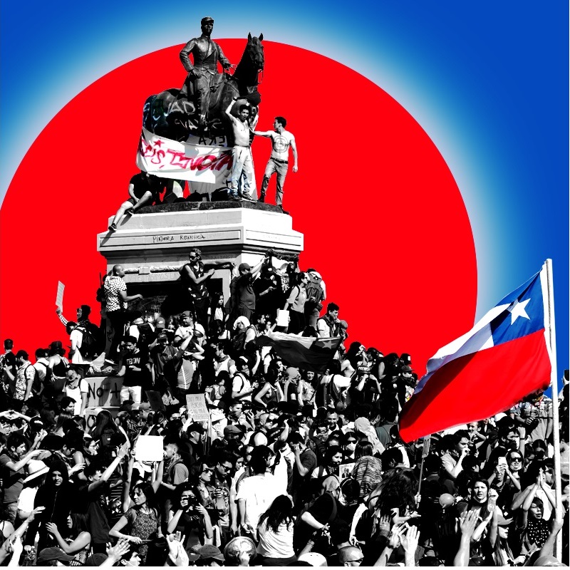 Colagem sobre plebiscito no Chile